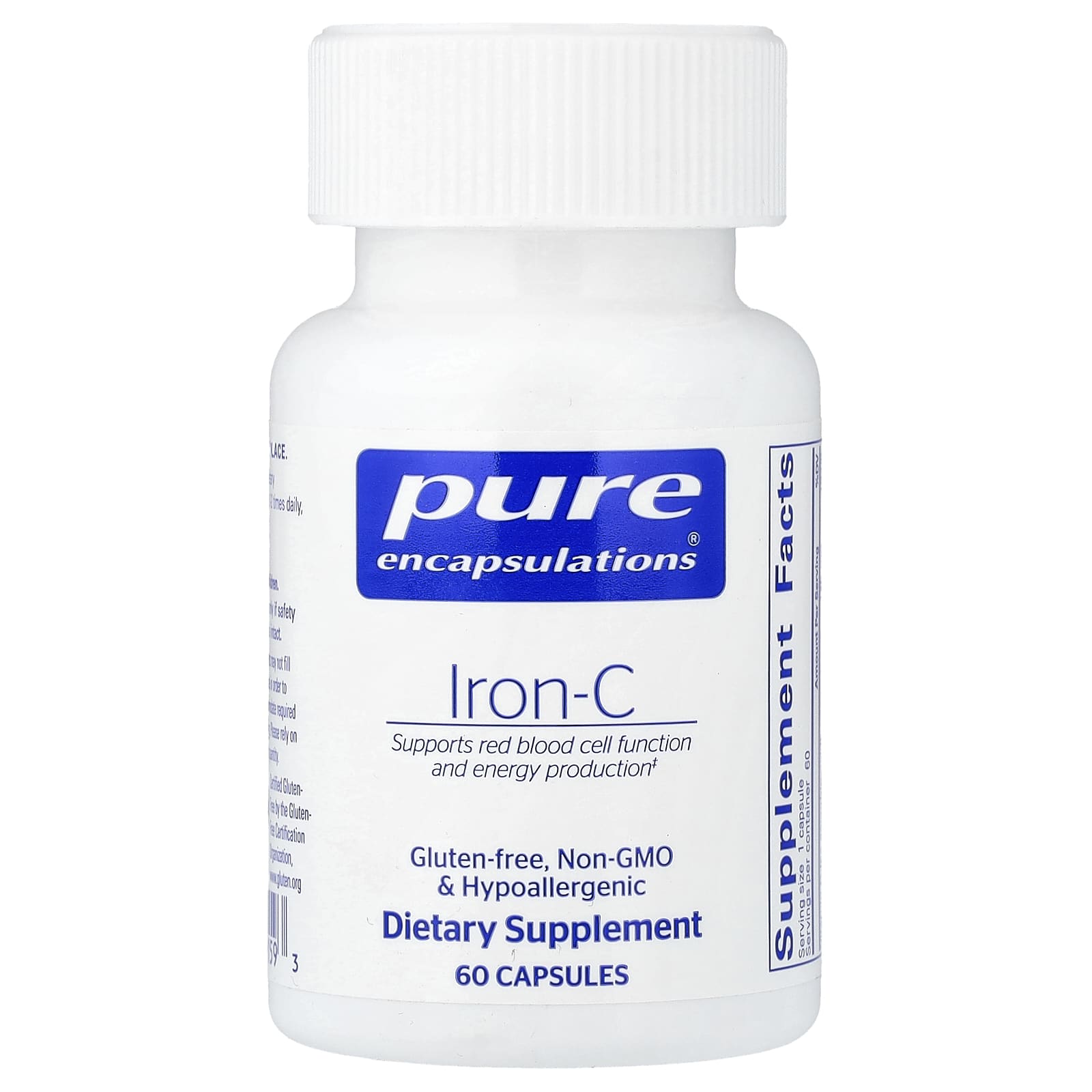 Pure Encapsulations, Iron-C, 60 Capsules UPC 766298001593 | Hilife Vitamins